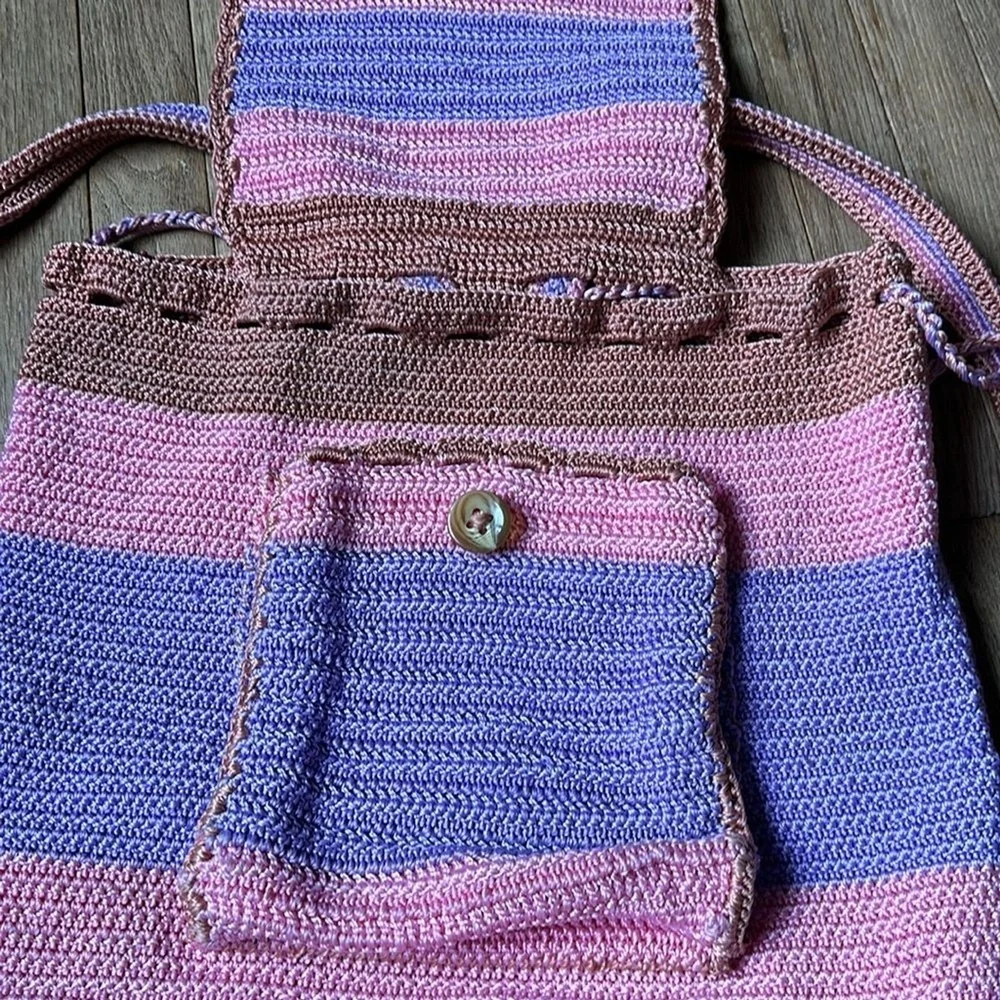 Crochet Pink and‎ Purple backpack